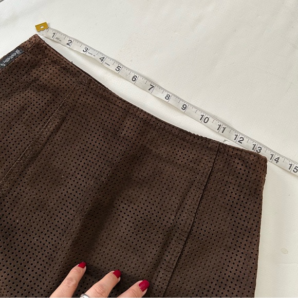 Vintage Armani Jeans Suede Brown mini skirt size 8 - Picture 14 of 15